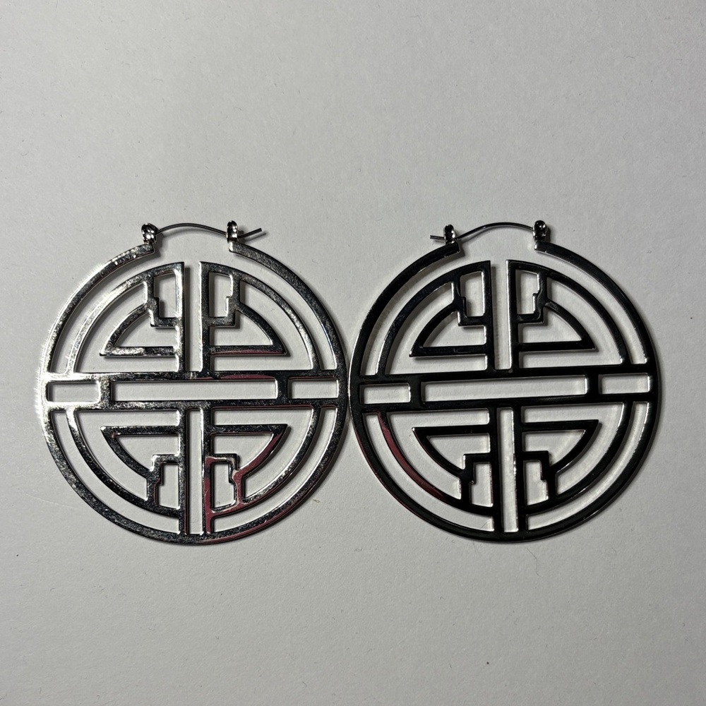 Silver Geometric Hoop Earrings